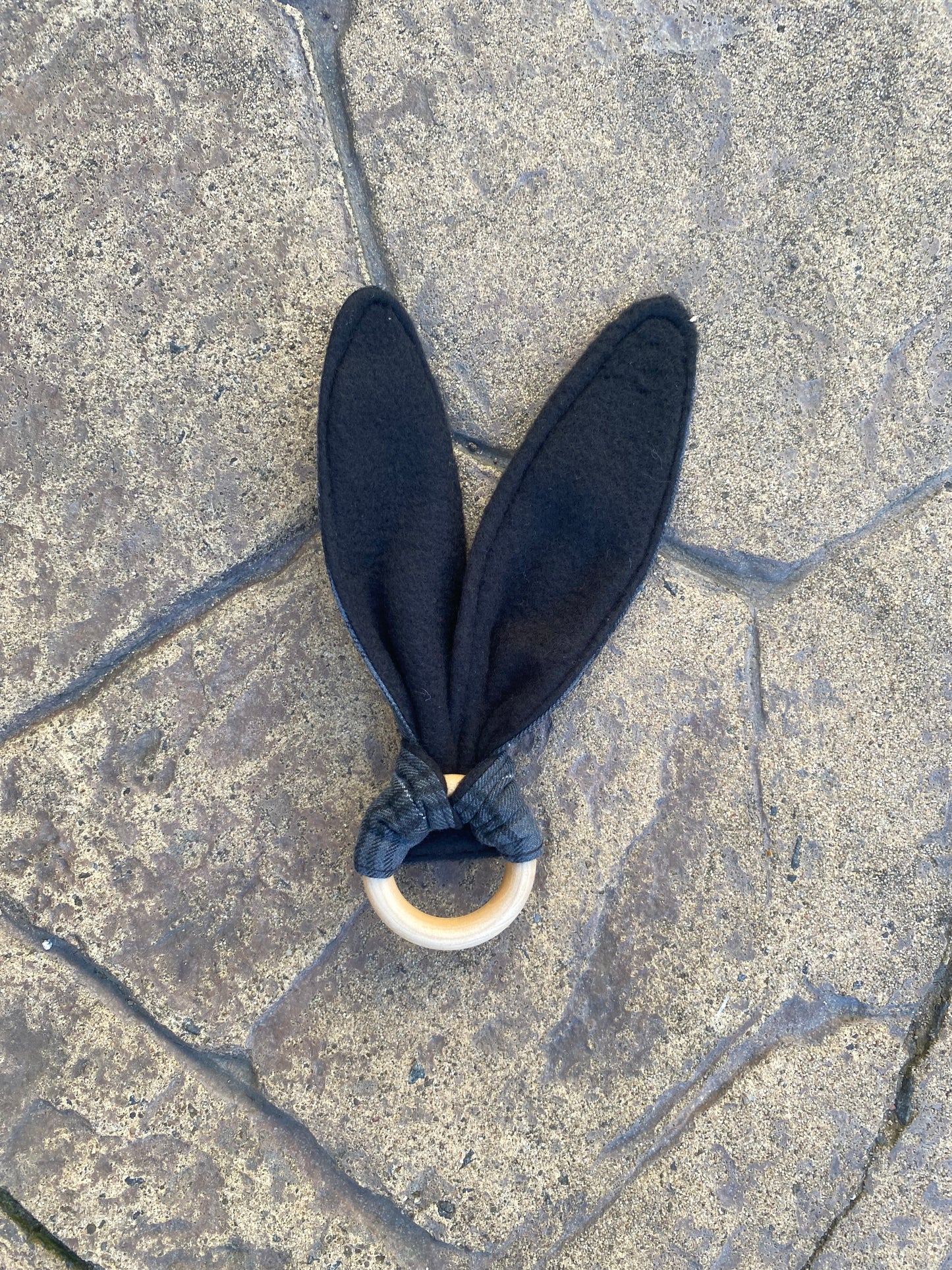 Grey Granite Tartan Bunny Ear Teether