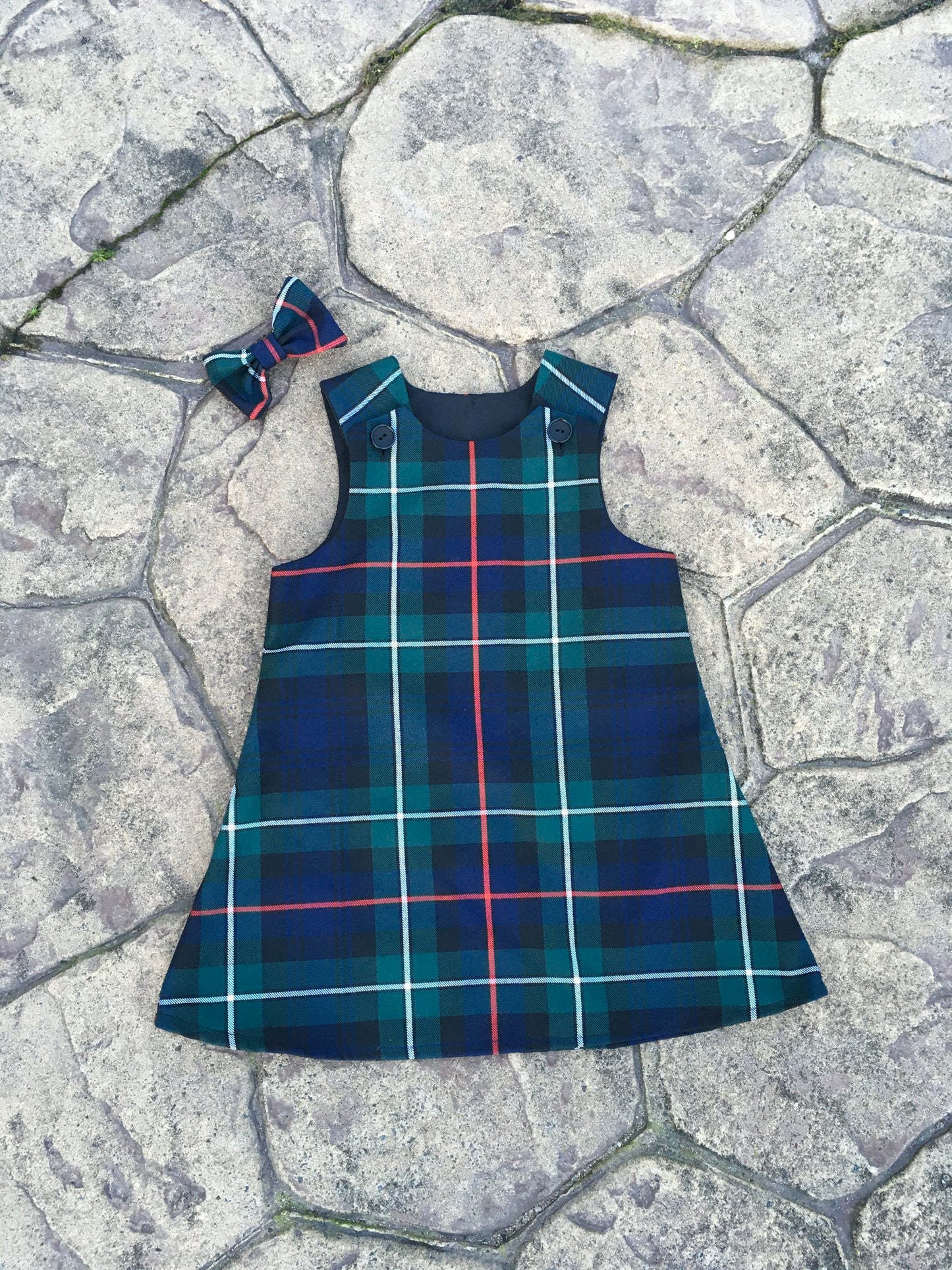 MacKenzie Tartan, Pinafore and Hair Bow Set