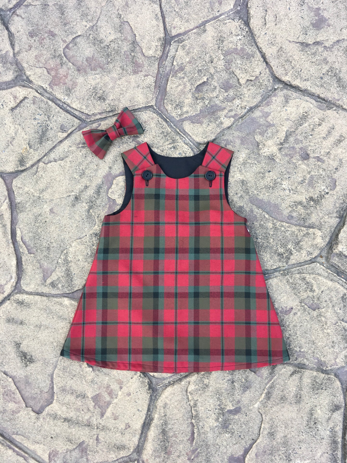 MacNaughton Tartan, Pinafore and Hair Bow Set