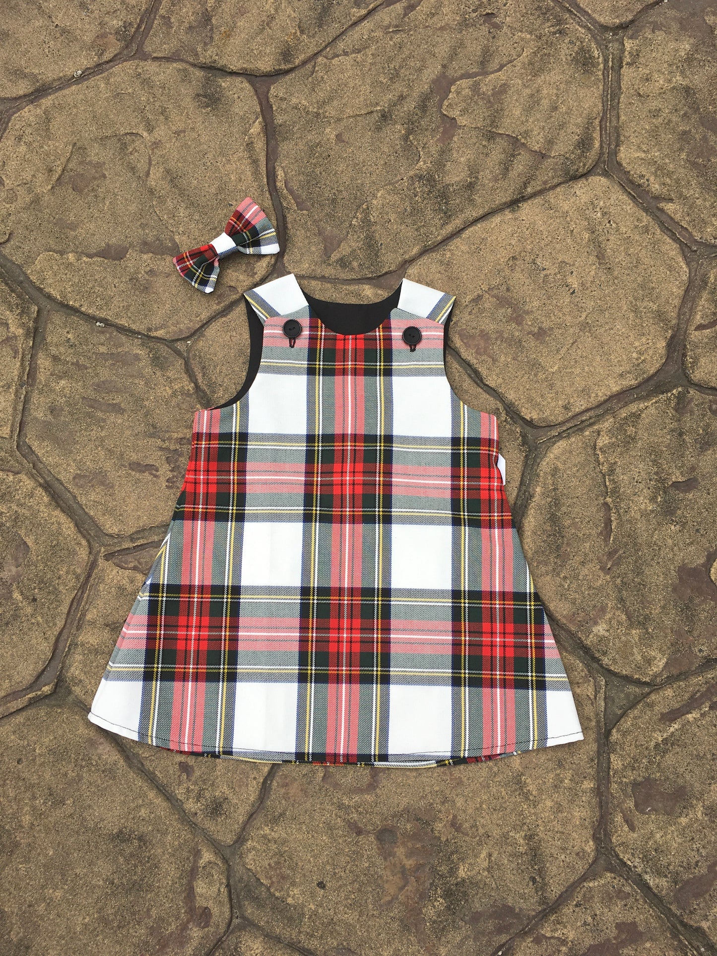 Stewart Dress Tartan, Pinafore and Hair Bow Set