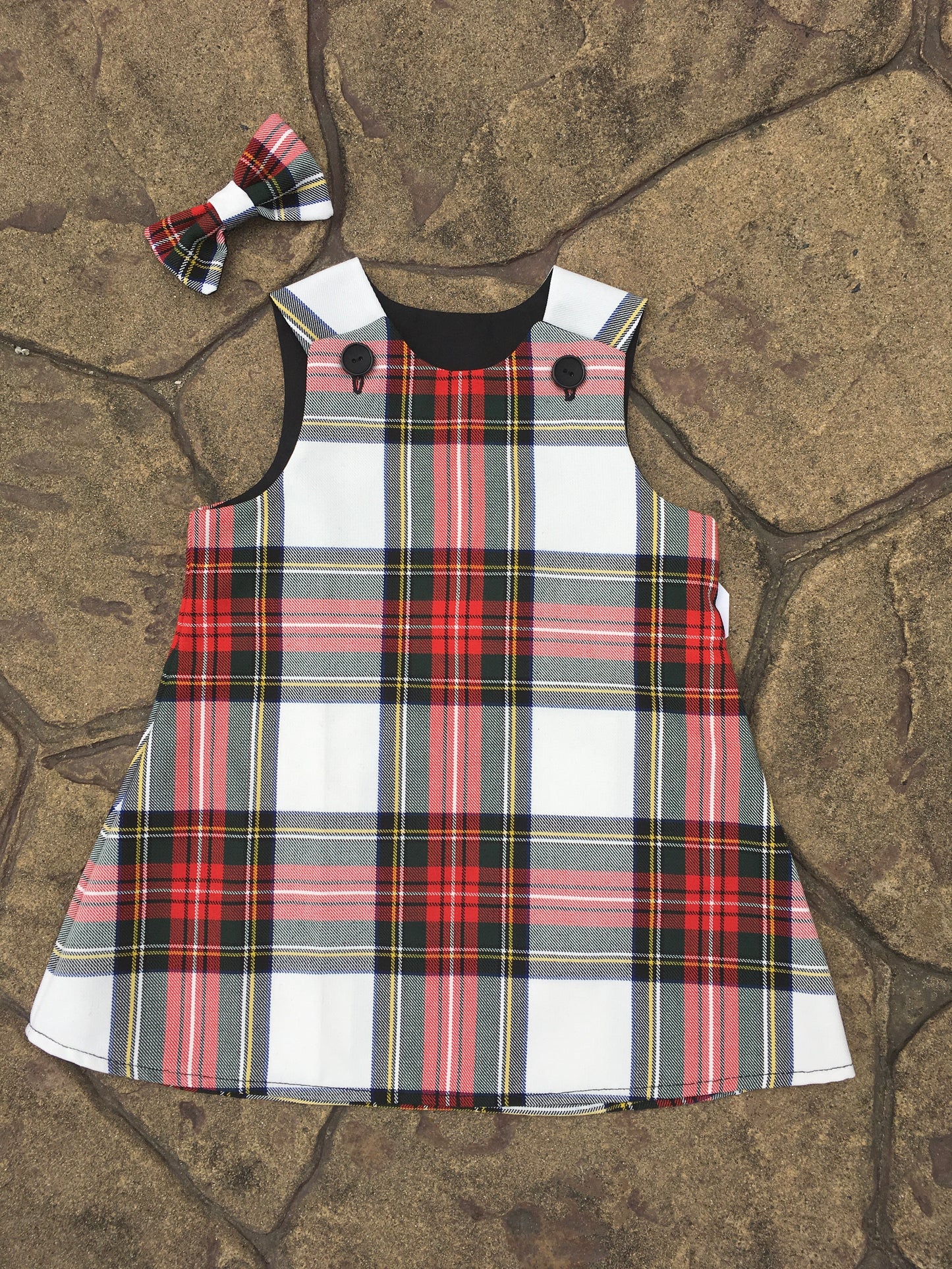 Stewart Dress Tartan, Pinafore and Hair Bow Set