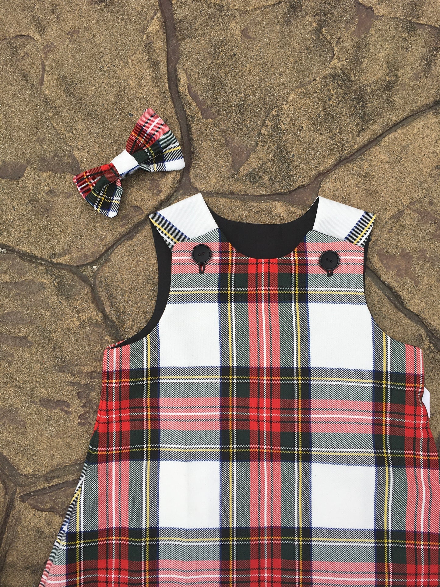Stewart Dress Tartan, Pinafore and Hair Bow Set