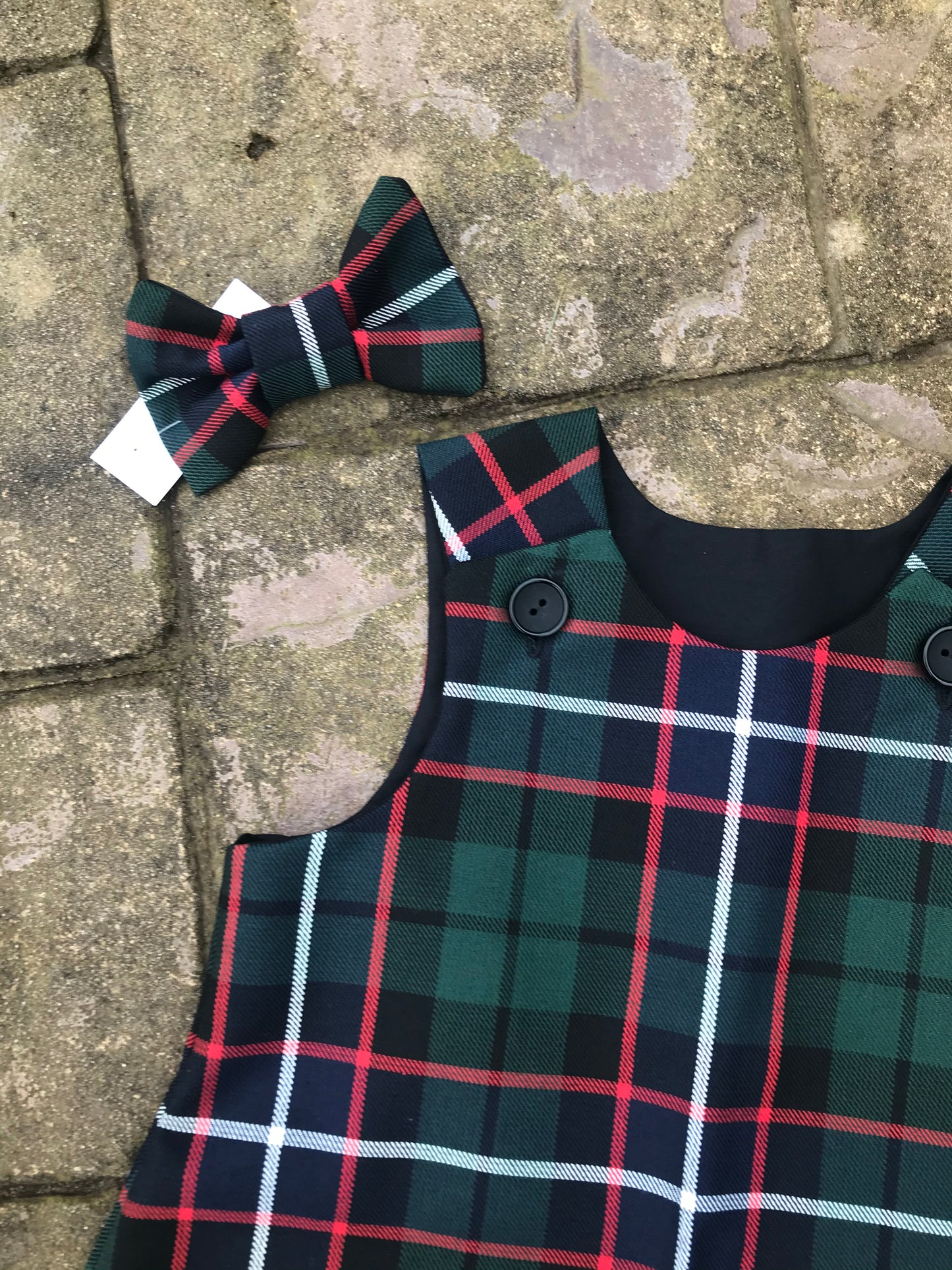 Hunter Tartan, Pinafore and Hair Bow Set