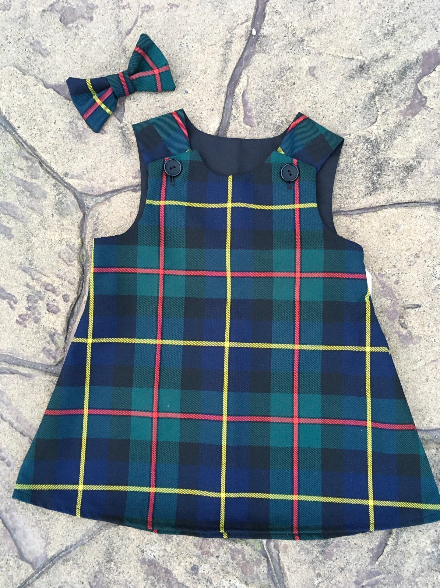 MacLeod Tartan, Pinafore and Hair Bow Set