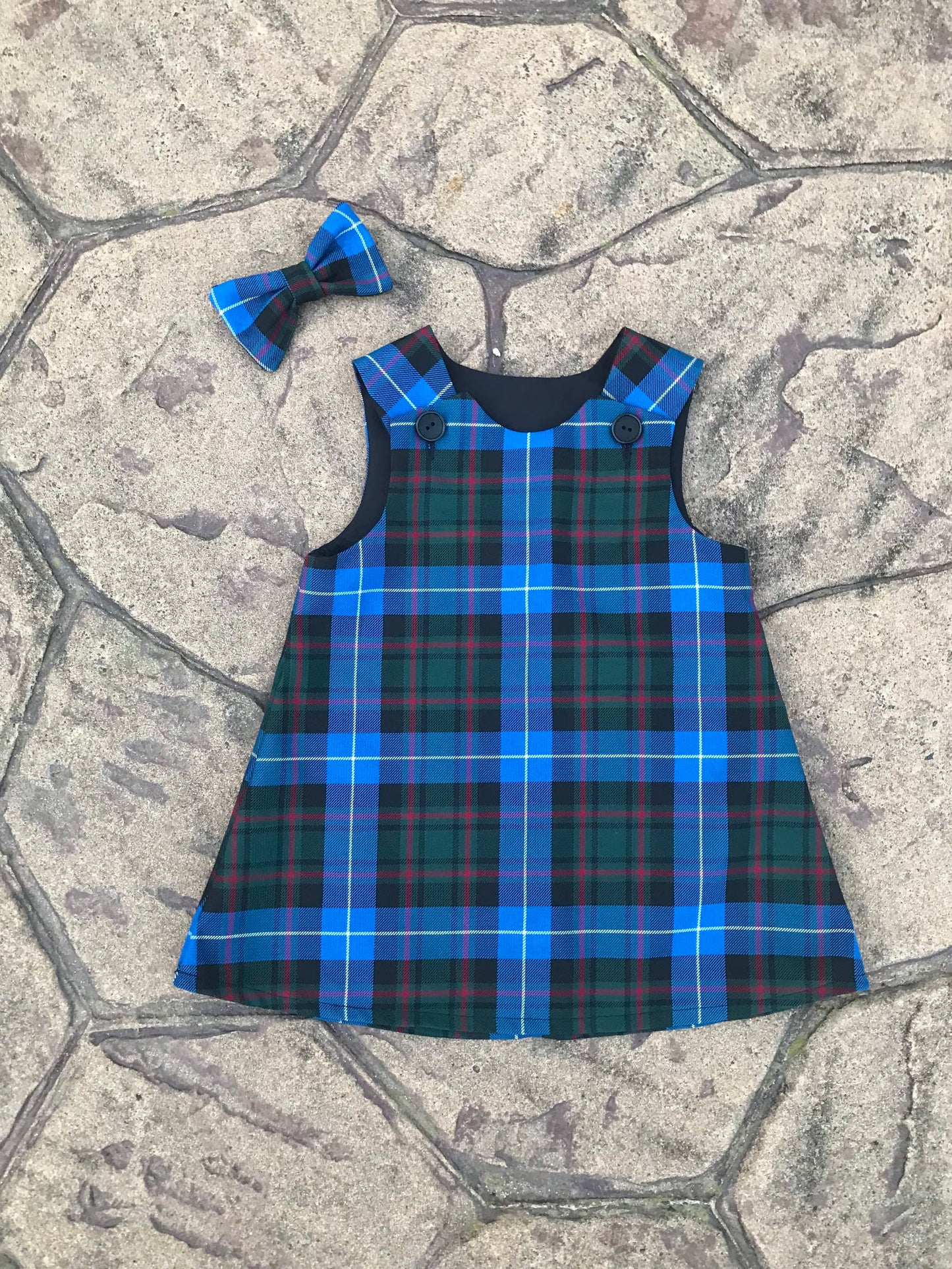 MacRae Tartan, Pinafore and Hair Bow Set