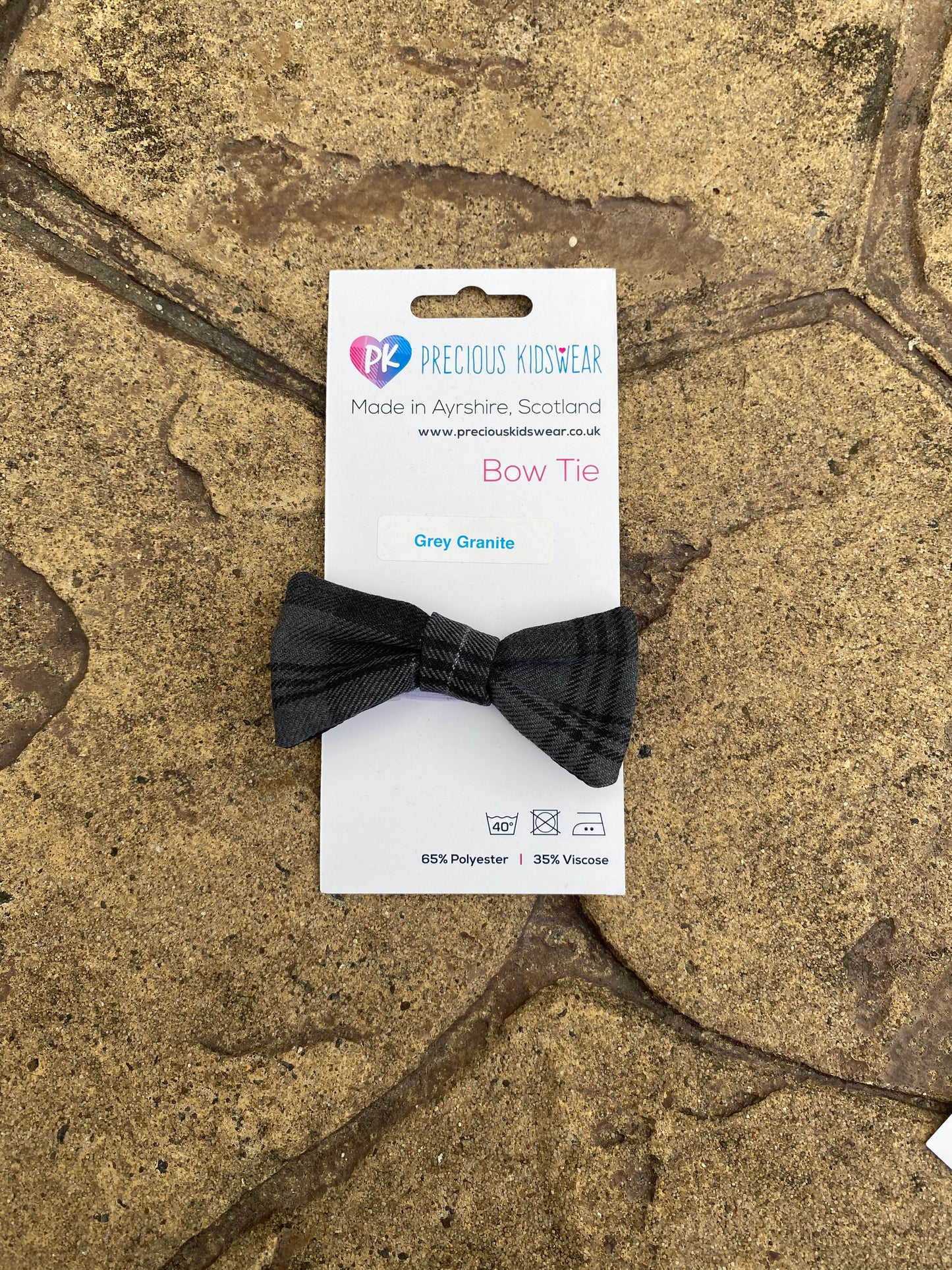 Grey Granite Tartan Baby Bow Tie