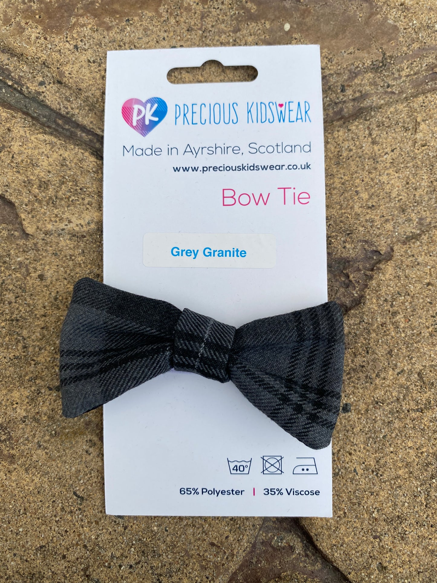Grey Granite Tartan Baby Bow Tie