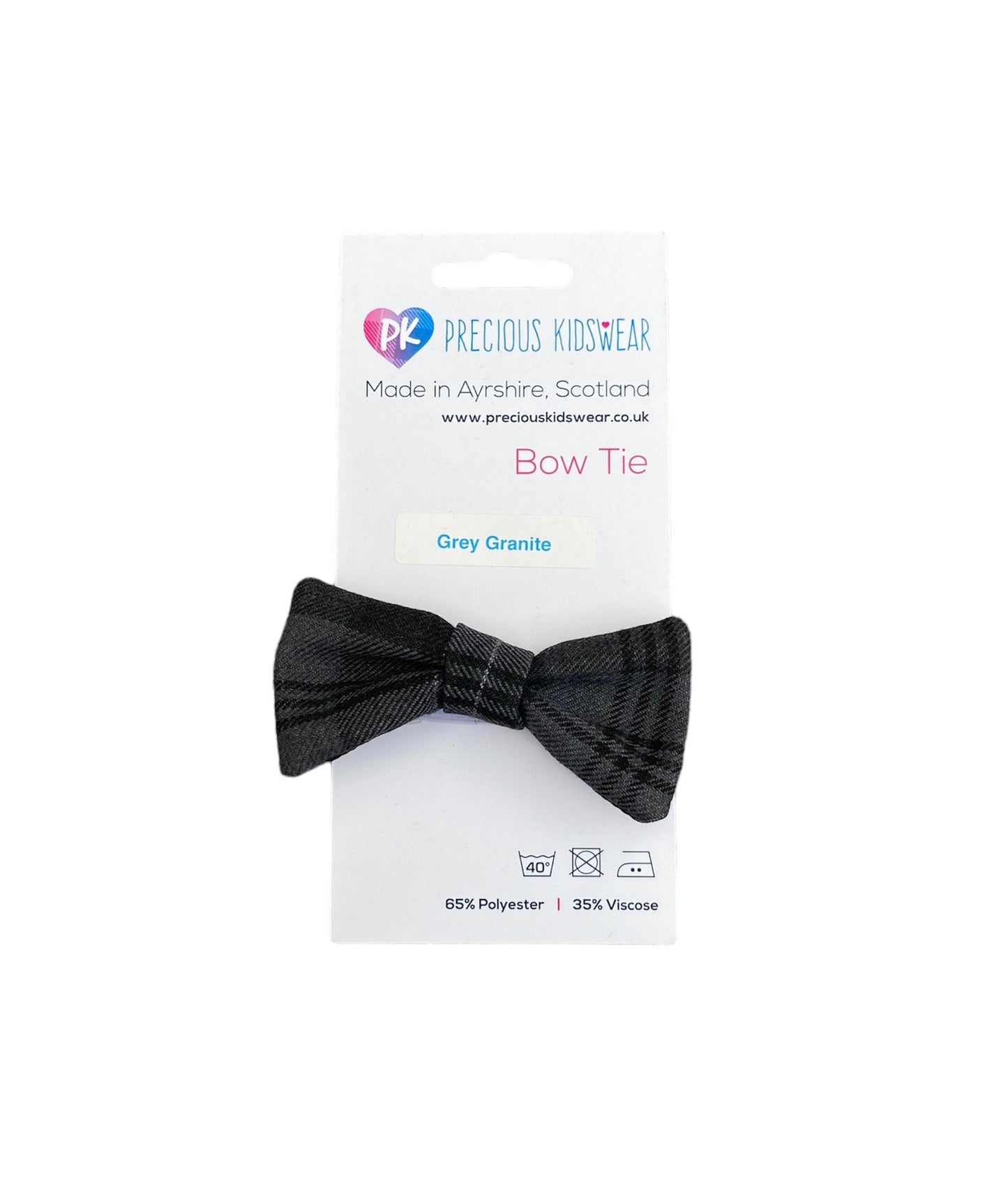 Grey Granite Tartan Baby Bow Tie
