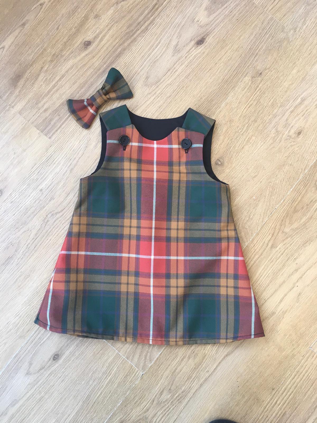 Buchanan Ancient Tartan, Pinafore and Hair bow Set
