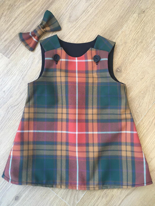 Buchanan Ancient Tartan, Pinafore and Hair bow Set