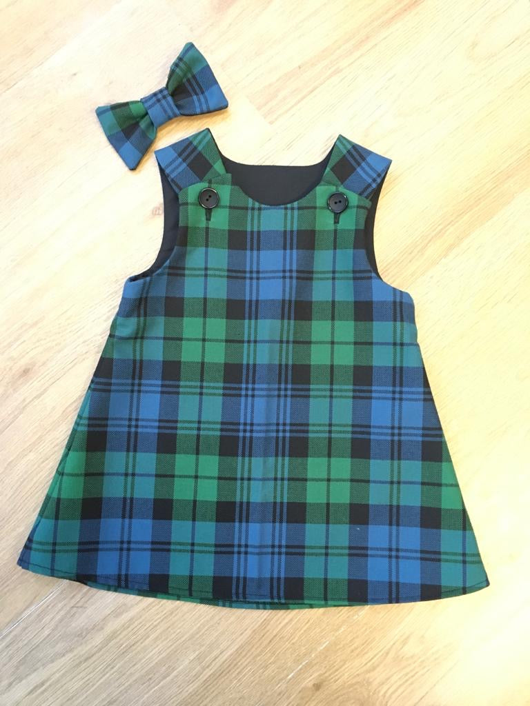 Campbell Tartan, Pinafore and Hair Bow Set