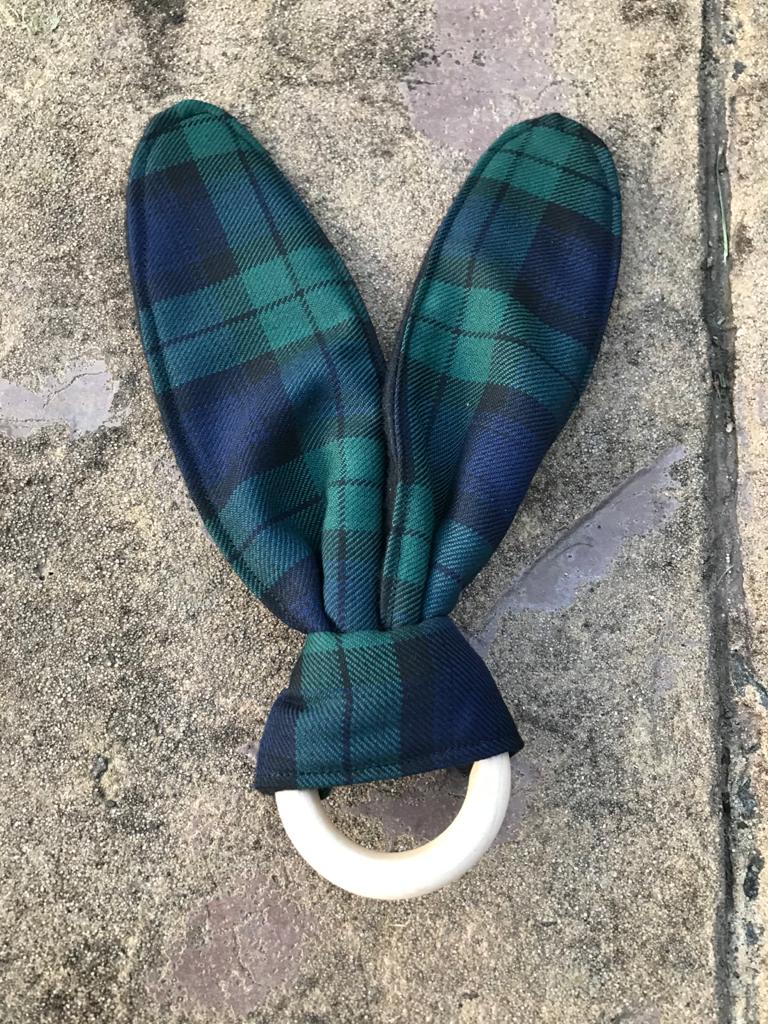 Black Watch Tartan Bunny Ear Teether