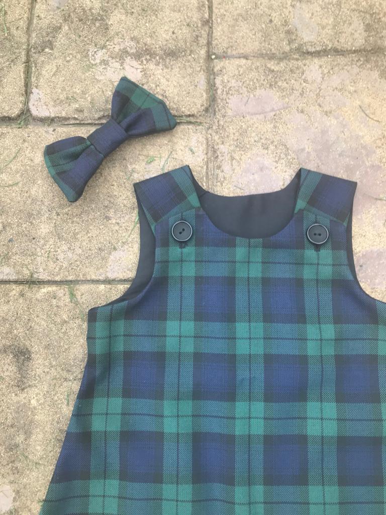 Black Watch Tartan, Pinafore and Hair Bow Set
