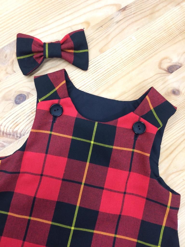 Wallace Tartan, Pinafore and Hair Bow Set
