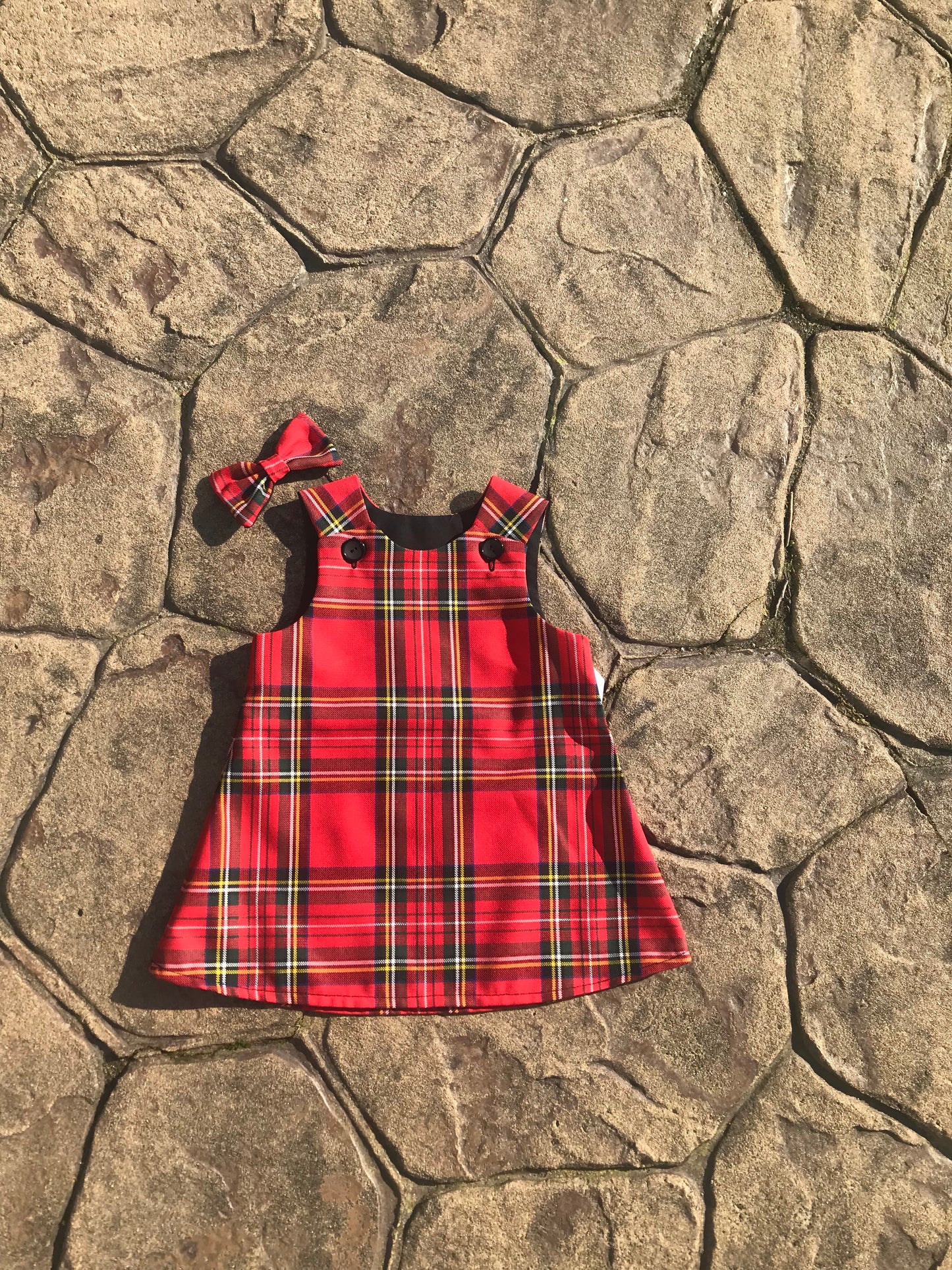 Royal Stewart Tartan, Pinafore and Hair Bow Set