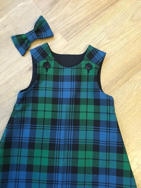 Pinafore & Hair Bow Set: Campbell Tartan